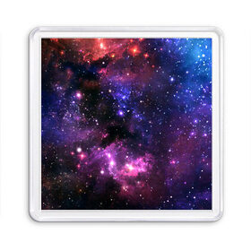 Магнит 55*55 с принтом Космическое небо в Тюмени, Пластик | Размер: 65*65 мм; Размер печати: 55*55 мм | арт | звёзды | космос | красный | облако | розовый | синий | сияние | темный | туманность | фиолетовый | яркие цвета
