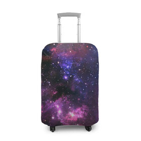 Чехол для чемодана 3D с принтом Космическое небо в Тюмени, 86% полиэфир, 14% спандекс | двустороннее нанесение принта, прорези для ручек и колес | арт | звёзды | космос | красный | облако | розовый | синий | сияние | темный | туманность | фиолетовый | яркие цвета