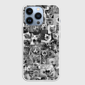 Чехол для iPhone 13 Pro с принтом Неко ахегао чб в Тюмени,  |  | cat | mew | аниме | ахегао | зевок | котейки | кошки | мяу | неко | няшность | потерялся | сон