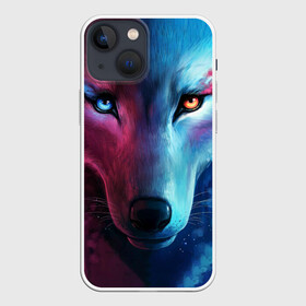 Чехол для iPhone 13 mini с принтом ВЗГЛЯД ВОЛКА в Тюмени,  |  | animals | wolf | волк | волки | животные | звери | луна | одиночка | хищник
