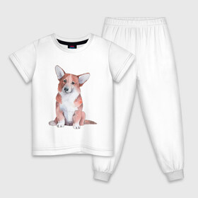 Детская пижама хлопок с принтом корги в Тюмени, 100% хлопок |  брюки и футболка прямого кроя, без карманов, на брюках мягкая резинка на поясе и по низу штанин
 | корги | песокафе | собаки