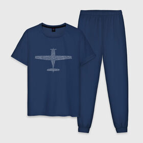 Мужская пижама хлопок с принтом Cirrus - авиационный алфавит в Тюмени, 100% хлопок | брюки и футболка прямого кроя, без карманов, на брюках мягкая резинка на поясе и по низу штанин
 | Тематика изображения на принте: авиация | самолет | цирус