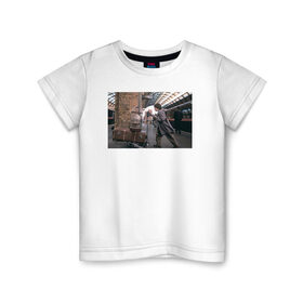 Детская футболка хлопок с принтом Harry Potter Platform 9 3/4 в Тюмени, 100% хлопок | круглый вырез горловины, полуприлегающий силуэт, длина до линии бедер | harry potter | kings cross station | vdosadir | вокзал кингс кросс | гарри поттер | джоан роулинг | платформа