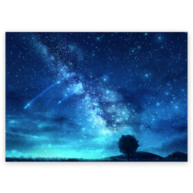 Поздравительная открытка с принтом Синяя Небо в Тюмени, 100% бумага | плотность бумаги 280 г/м2, матовая, на обратной стороне линовка и место для марки
 | Тематика изображения на принте: blue | sky | звездное небо | звезды | космическое | красота | небо | ночь | синий