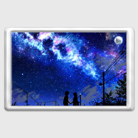Магнит 45*70 с принтом Ночное  Небо в Тюмени, Пластик | Размер: 78*52 мм; Размер печати: 70*45 | Тематика изображения на принте: blue | sky | башни | звездное небо | звезды | космическое | красота | небо | ночь | синий
