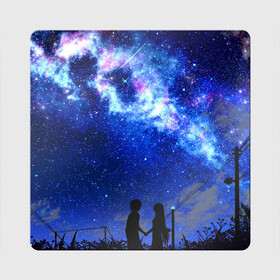 Магнит виниловый Квадрат с принтом Ночное  Небо в Тюмени, полимерный материал с магнитным слоем | размер 9*9 см, закругленные углы | Тематика изображения на принте: blue | sky | башни | звездное небо | звезды | космическое | красота | небо | ночь | синий