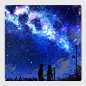 Магнитный плакат 3Х3 с принтом Ночное  Небо в Тюмени, Полимерный материал с магнитным слоем | 9 деталей размером 9*9 см | Тематика изображения на принте: blue | sky | башни | звездное небо | звезды | космическое | красота | небо | ночь | синий