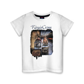 Детская футболка хлопок с принтом Kings Cross в Тюмени, 100% хлопок | круглый вырез горловины, полуприлегающий силуэт, длина до линии бедер | harry potter | kings cross station | vdosadir | вокзал кингс кросс | гарри поттер | джоан роулинг | платформа