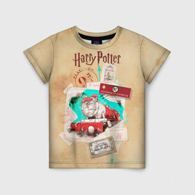Детская футболка 3D с принтом Harry Potter Hogwarts Express в Тюмени, 100% гипоаллергенный полиэфир | прямой крой, круглый вырез горловины, длина до линии бедер, чуть спущенное плечо, ткань немного тянется | harry potter | kings cross station | vdosadir | вокзал кингс кросс | гарри поттер | джоан роулинг | платформа