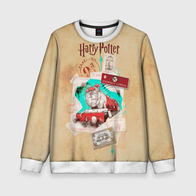 Детский свитшот 3D с принтом Harry Potter Hogwarts Express в Тюмени, 100% полиэстер | свободная посадка, прямой крой, мягкая тканевая резинка на рукавах и понизу свитшота | harry potter | kings cross station | vdosadir | вокзал кингс кросс | гарри поттер | джоан роулинг | платформа