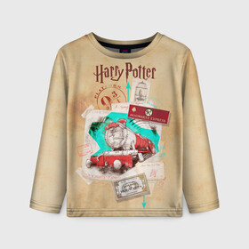 Детский лонгслив 3D с принтом Harry Potter Hogwarts Express в Тюмени, 100% полиэстер | длинные рукава, круглый вырез горловины, полуприлегающий силуэт
 | harry potter | kings cross station | vdosadir | вокзал кингс кросс | гарри поттер | джоан роулинг | платформа