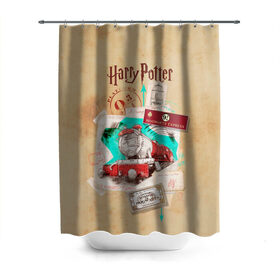Штора 3D для ванной с принтом Harry Potter Hogwarts Express в Тюмени, 100% полиэстер | плотность материала — 100 г/м2. Стандартный размер — 146 см х 180 см. По верхнему краю — пластиковые люверсы для креплений. В комплекте 10 пластиковых колец | Тематика изображения на принте: harry potter | kings cross station | vdosadir | вокзал кингс кросс | гарри поттер | джоан роулинг | платформа