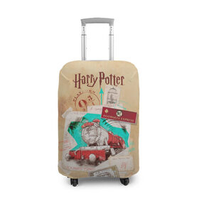 Чехол для чемодана 3D с принтом Harry Potter Hogwarts Express в Тюмени, 86% полиэфир, 14% спандекс | двустороннее нанесение принта, прорези для ручек и колес | harry potter | kings cross station | vdosadir | вокзал кингс кросс | гарри поттер | джоан роулинг | платформа