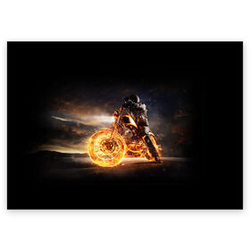 Поздравительная открытка с принтом Flame в Тюмени, 100% бумага | плотность бумаги 280 г/м2, матовая, на обратной стороне линовка и место для марки
 | Тематика изображения на принте: fire | flame | helmet | motorcycle | night | racer | гонщик | мотоцикл | ночь | огонь | пламя | шлем
