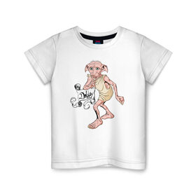 Детская футболка хлопок с принтом House Elf Dobby в Тюмени, 100% хлопок | круглый вырез горловины, полуприлегающий силуэт, длина до линии бедер | dobby | harry potter | vdosadir | гарри поттер | джоан роулинг | добби
