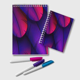 Блокнот с принтом Tropics в Тюмени, 100% бумага | 48 листов, плотность листов — 60 г/м2, плотность картонной обложки — 250 г/м2. Листы скреплены удобной пружинной спиралью. Цвет линий — светло-серый
 | Тематика изображения на принте: purple | абстрактный | абстракция | геометрический рисунок | геометрия | индиго | корея | кружево | листья | лого | неон | неоновая | неоновое | неоновые листья | неоновый | пальмы | рисунок | текстура