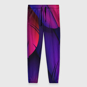 Женские брюки 3D с принтом Tropics в Тюмени, полиэстер 100% | прямой крой, два кармана без застежек по бокам, с мягкой трикотажной резинкой на поясе и по низу штанин. В поясе для дополнительного комфорта — широкие завязки | purple | абстрактный | абстракция | геометрический рисунок | геометрия | индиго | корея | кружево | листья | лого | неон | неоновая | неоновое | неоновые листья | неоновый | пальмы | рисунок | текстура