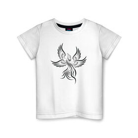 Детская футболка хлопок с принтом Птица Феникс в Тюмени, 100% хлопок | круглый вырез горловины, полуприлегающий силуэт, длина до линии бедер | алхимия | дельта | заговор | иллюминаты | масонство | масоны | наблюдение | наугольник | символы | циркуль | эзотерика