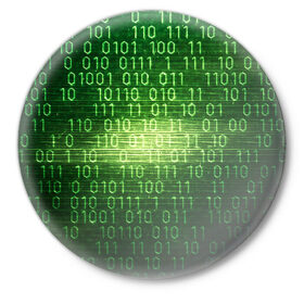 Значок с принтом Двоичный код в Тюмени,  металл | круглая форма, металлическая застежка в виде булавки | it | двоичный код | информация | код | кодерам | кодеру | программирование | программисту | технологии