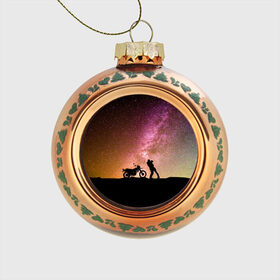 Стеклянный ёлочный шар с принтом Звёздный пейзаж в Тюмени, Стекло | Диаметр: 80 мм | astronomy | байк | вселенная | звезда | звёзды | космос | любовь | люди | мопед | мото | мотоцикл | пейзаж | свидание | человек