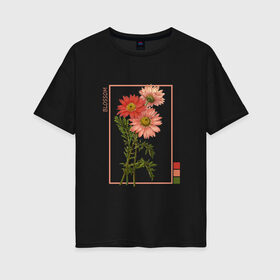 Женская футболка хлопок Oversize с принтом Blossom Flower в Тюмени, 100% хлопок | свободный крой, круглый ворот, спущенный рукав, длина до линии бедер
 | flowers | букет | природа | растения | ретро | цветок | цветы