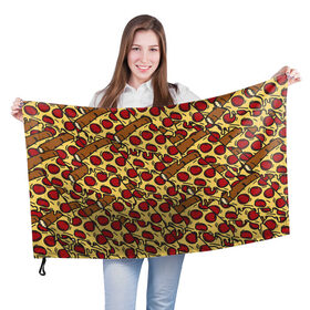 Флаг 3D с принтом ПРАВИЛЬНОЕ ПИТАНИЕ в Тюмени, 100% полиэстер | плотность ткани — 95 г/м2, размер — 67 х 109 см. Принт наносится с одной стороны | fast food | food | pattern | pizza | еда | паттерн | пицца | фастфуд