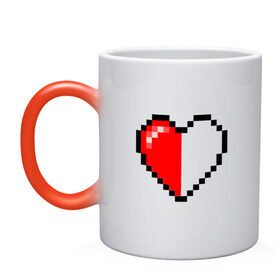 Кружка хамелеон с принтом Майнкрафт серце в Тюмени, керамика | меняет цвет при нагревании, емкость 330 мл | minecraft | любовь | майнкрафт | пиксель | половинка | сердце