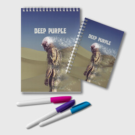 Блокнот с принтом Deep Purple Whoosh в Тюмени, 100% бумага | 48 листов, плотность листов — 60 г/м2, плотность картонной обложки — 250 г/м2. Листы скреплены удобной пружинной спиралью. Цвет линий — светло-серый
 | Тематика изображения на принте: 2020 | cover | deep | desert | hard | logo | metal | moon | music | new album | purple | rock | whoosh | дип | космонавт | легендарная | легендарный | лого | луна | метал | музыка | новый альбом | обложка | пепл | перпл | пустыня | рок | т