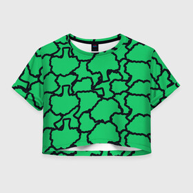 Женская футболка Crop-top 3D с принтом БРОККОЛИ в Тюмени, 100% полиэстер | круглая горловина, длина футболки до линии талии, рукава с отворотами | food | pattern | vegan | брокколи | веган | вегетарианство | еда | капуста | паттерн