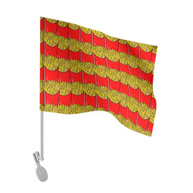 Флаг для автомобиля с принтом ФРИ в Тюмени, 100% полиэстер | Размер: 30*21 см | food | fries | pattern | еда | картошка | мак | макдональдс | паттерн | фри