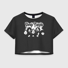 Женская футболка Crop-top 3D с принтом Deep Purple в Тюмени, 100% полиэстер | круглая горловина, длина футболки до линии талии, рукава с отворотами | album | deep | hard | metal | purple | rock | альбом | британия | группа | метал | рок | хард | хеви
