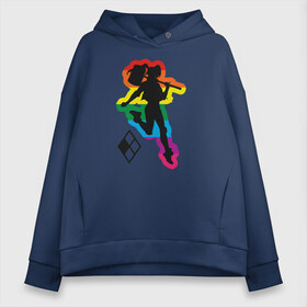 Женское худи Oversize хлопок с принтом Harley Quinn Rainbow в Тюмени, френч-терри — 70% хлопок, 30% полиэстер. Мягкий теплый начес внутри —100% хлопок | боковые карманы, эластичные манжеты и нижняя кромка, капюшон на магнитной кнопке | dc pride | harley quinn | justice league | pride | vdosadir | лига справедливости | прайд | радуга | харли квинн