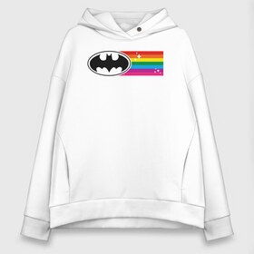 Женское худи Oversize хлопок с принтом Batman Rainbow Logo в Тюмени, френч-терри — 70% хлопок, 30% полиэстер. Мягкий теплый начес внутри —100% хлопок | боковые карманы, эластичные манжеты и нижняя кромка, капюшон на магнитной кнопке | batman | dc pride | justice league | pride | vdosadir | бэтмен | лига справедливости | прайд | радуга