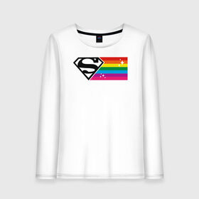 Женский лонгслив хлопок с принтом Superman Rainbow Logo в Тюмени, 100% хлопок |  | dc pride | justice league | pride | superman | vdosadir | лига справедливости | прайд | радуга | супермен