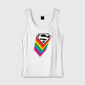 Женская майка хлопок с принтом Superman Logo в Тюмени, 95% хлопок, 5% эластан |  | dc pride | justice league | pride | superman | vdosadir | лига справедливости | прайд | радуга | супермен