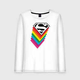 Женский лонгслив хлопок с принтом Superman Logo в Тюмени, 100% хлопок |  | dc pride | justice league | pride | superman | vdosadir | лига справедливости | прайд | радуга | супермен