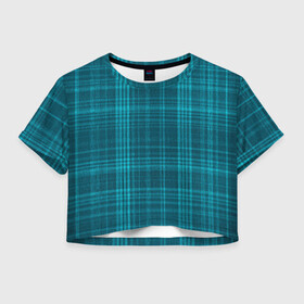 Женская футболка Crop-top 3D с принтом Зеленая форма в Тюмени, 100% полиэстер | круглая горловина, длина футболки до линии талии, рукава с отворотами | бирюзовый | зеленый | линии | темный | школьная форма