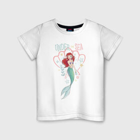 Детская футболка хлопок с принтом Русалочка Ариэль в Тюмени, 100% хлопок | круглый вырез горловины, полуприлегающий силуэт, длина до линии бедер | ariel | disney princess | the little mermaid | vdkimel | ариэль | русалочка