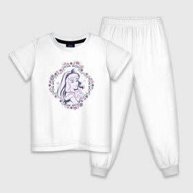 Детская пижама хлопок с принтом Sleeping Beauty в Тюмени, 100% хлопок |  брюки и футболка прямого кроя, без карманов, на брюках мягкая резинка на поясе и по низу штанин
 | Тематика изображения на принте: aurora | disney princess | sleeping beauty | vdkimel | аврора | спящая красавица