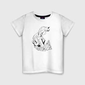Детская футболка хлопок с принтом Sleeping Beauty в Тюмени, 100% хлопок | круглый вырез горловины, полуприлегающий силуэт, длина до линии бедер | aurora | disney princess | sleeping beauty | vdkimel | аврора | спящая красавица