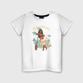 Детская футболка хлопок с принтом Моана в Тюмени, 100% хлопок | круглый вырез горловины, полуприлегающий силуэт, длина до линии бедер | disney princess | moana | vdkimel | моана