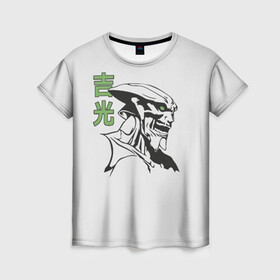 Женская футболка 3D с принтом  Yoshimitsu Tekken  в Тюмени, 100% полиэфир ( синтетическое хлопкоподобное полотно) | прямой крой, круглый вырез горловины, длина до линии бедер | game | jin | king | playstation | samurai | teken | tekken | yoshimitsu | боец | джин | ёсимицу | ёшимитсу | ёшимицу | железный | игра | иерглифы | йошимитсу | йошимицу | кинг | кулак | олдскул | плэйстэйшн | самурай | текен | теккен