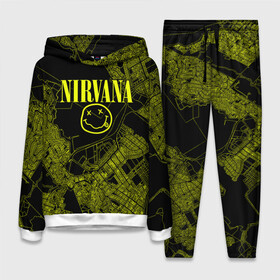 Женский костюм 3D (с толстовкой) с принтом Nirvana | Нирвана в Тюмени,  |  | kurt cobain | nirvana | rock | smile | гранж | курт кобейн | нирвана | рок | смайл