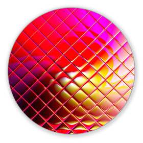 Коврик для мышки круглый с принтом Зеркальная сетка в Тюмени, резина и полиэстер | круглая форма, изображение наносится на всю лицевую часть | Тематика изображения на принте: зеркало | искажение | красный | оранжевый | розовый | сетка | стекло | фиолетовый
