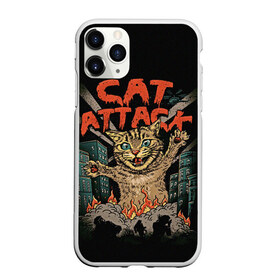 Чехол для iPhone 11 Pro матовый с принтом Нападение гигантского котика в Тюмени, Силикон |  | attack | attacks | big | cat | cats | catzilla | city | cute | flame | flames | kaiju | kitten | kitty | атака | атакует | большой | город | кайдзю | катастрофа | кот | котенок | котзилла | котик | котострофа | милый | нападает | огонь | огро