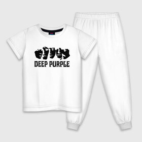 Детская пижама хлопок с принтом Deep Purple в Тюмени, 100% хлопок |  брюки и футболка прямого кроя, без карманов, на брюках мягкая резинка на поясе и по низу штанин
 | deep purple | альбом | гловер | группа | дееп | деп | ди | дип | диперпл | дипперпл | иэн гиллан | иэн пэйс | лого | логотип | метал | морс | пепл | перпл | прогрессивный | психоделический | рок | символ | хард