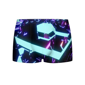 Мужские трусы 3D с принтом Blue Neons в Тюмени, 50% хлопок, 50% полиэстер | классическая посадка, на поясе мягкая тканевая резинка | Тематика изображения на принте: blue | cyberpunk2077 | girl | neon | неон | неоновая
