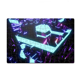Пазл магнитный 126 элементов с принтом Blue Neons в Тюмени, полимерный материал с магнитным слоем | 126 деталей, размер изделия —  180*270 мм | Тематика изображения на принте: blue | cyberpunk2077 | girl | neon | неон | неоновая