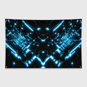 Флаг-баннер с принтом Neon Lights в Тюмени, 100% полиэстер | размер 67 х 109 см, плотность ткани — 95 г/м2; по краям флага есть четыре люверса для крепления | blue | cyberpunk2077 | girl | neon | неон | неоновая