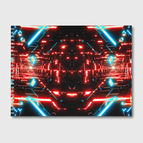 Альбом для рисования с принтом Neon Lights в Тюмени, 100% бумага
 | матовая бумага, плотность 200 мг. | Тематика изображения на принте: blue | cyberpunk2077 | girl | neon | неон | неоновая
